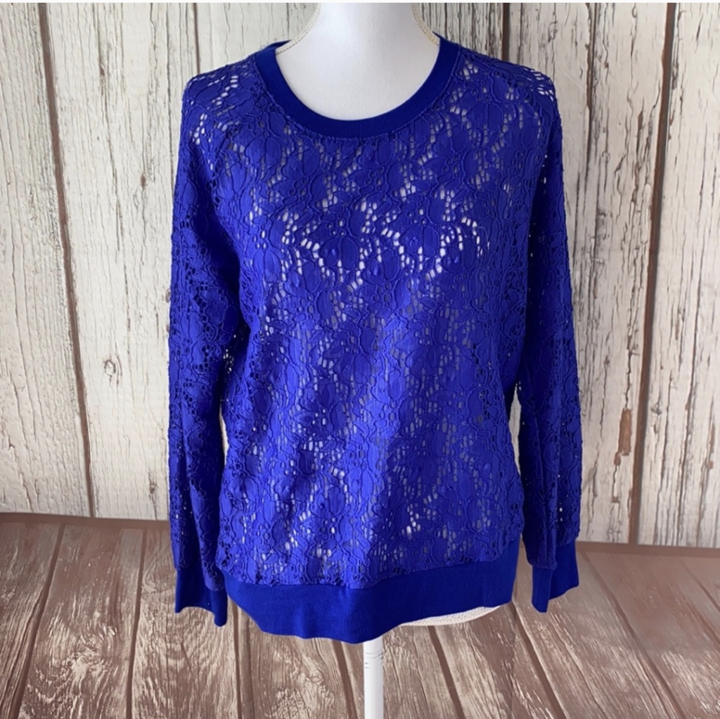 Stella And Dot Blue Lace Style Top Size Large